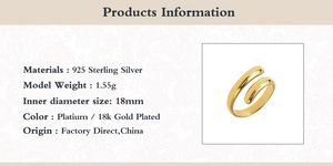 ROXI 2021 18k Gold-plated S925 Sterling Silver Fashion Glossy Spiral <b>Open</b> <b>Ring</b> - Product Image 4