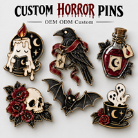 En gros, Broche de revers en émail sur le thème de l'horreur, personnalisée en alliage de zinc, motifs Halloween (Crâne, Fantôme, Citrouille), style gothique, pour la décoration de vestes, Fournisseur et Fabricant