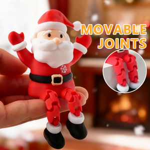 Figurine de Père Noël en résine, agitant la main, assis sur une boîte cadeau, décoration de table de Noël - Product Image 5