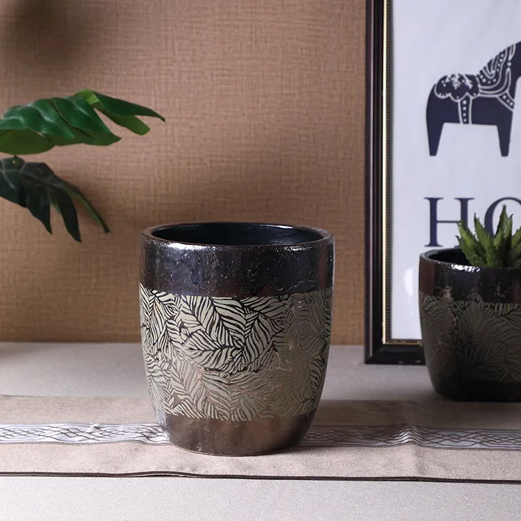 European gift item custom logo cheap antique round succulent planter flower pots ceramic for home balcony