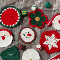 Sous-verres en tissu confortables tissés à la main dessin animé de noël accessoires de bureau décoratifs tasse en papier tapis d'isolation thermique pour une utilisation en table