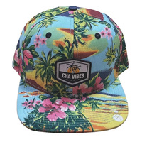 Gorra Snapback Plana Premium al por Mayor con Diseño Floral en Blanco para Impresión, Gorra de Verano Hawaiana, Gorra Deportiva de Playa