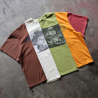 Fabricants de vêtements, impression graphique personnalisée, patchwork bicolore, 100% coton, t-shirts pour hommes surdimensionnés, courts et carrés