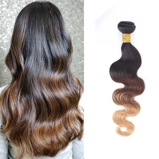 Dropshipping Hair Extensions Supplies Ombre Remy Malaysian Human Hair Weft 1B 4 27 Fashion Colored Hair Bundle