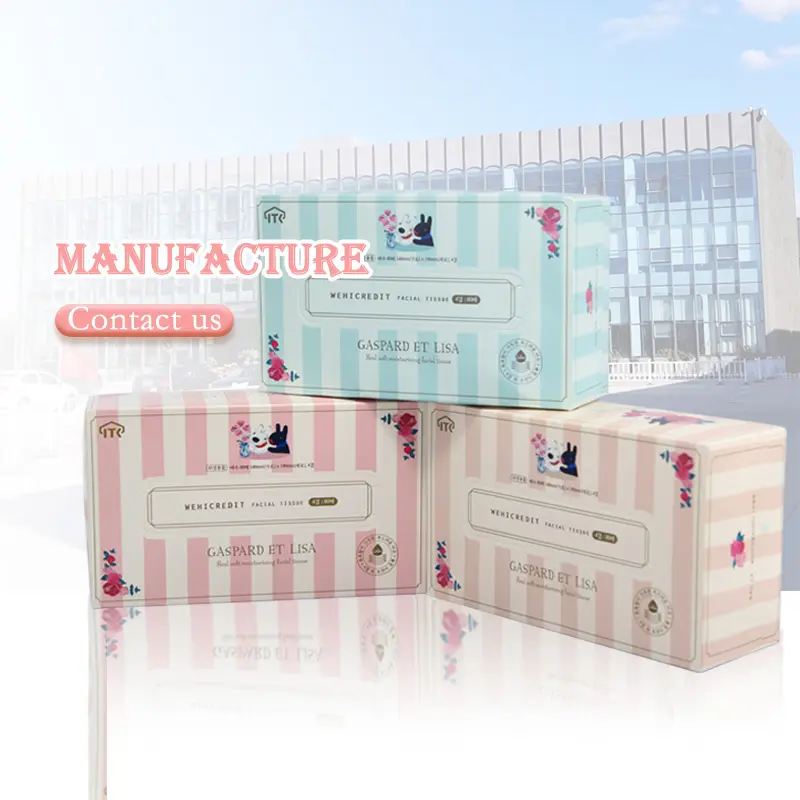 Wholesale high quality pocket pack box 3 ply coloured printed edge emboss facial dry tissue tissues paper cube box