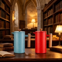 Cafetière à piston en acier inoxydable à double paroi avec structure de filtre à 3 couches