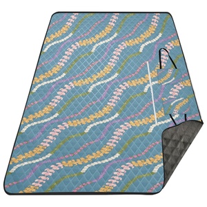Outdoor Hawaiian Puakenikeni <b>Print</b> Zipper Picnic Mat <b>Extra</b> <b>Large</b> Foldable Women's Handbag Custom Beach Blanket Picnic Bag - Product Image 6