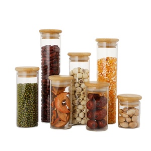 Mini diametro trasparente alto borosilicato tè <span class=keywords><strong>Cordyceps</strong></span> capsula di vetro vasetto con coperchio di bambù - Product Image 5