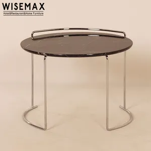 विसममैक्स फर्नीचर लाइट लक्जरी संगमरमर कॉफी टेबल आधुनिक घर फर्नीचर स्टेनलेस स्टील बेस ओवल साइड टेबल