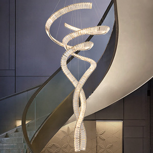 Lampadario <span class=keywords><strong>Moderno</strong></span> di Lusso in Cristallo con Gocce Tagliate con Precisione, Luci a Sospensione per Hotel, Sala da Pranzo, Decorazione Scale, Altezza Regolabile, Telecomando - Product Image 4