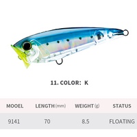 NOUVEAU Leurre Popper MAJOR 70mm 8.5g ABS, Appât Dur, 10 Couleurs, pour Achigan, Brochet, Perche