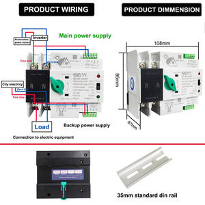 Interruptor de transferencia de doble Polo de grado Pc de carril Din 220V 100 Amp DC PV interruptor de cambio automático Solar - Product Image 3