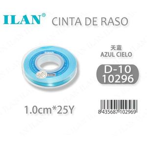 ริบบิ้นผ้าซาตินอิลัน 1.0 ซม. 25 หลา สีฟ้า D-10 - Product Image 3