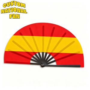 Éventails pliables personnalisés drapeau national espagnol, style imprimé pour événements sportifs et célébrations sportives (vente en gros) - Product Image 1