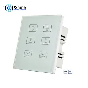 Topshine panel sentuh kaca putih 6 tombol, 2 beban saklar peredup tahan air untuk lampu