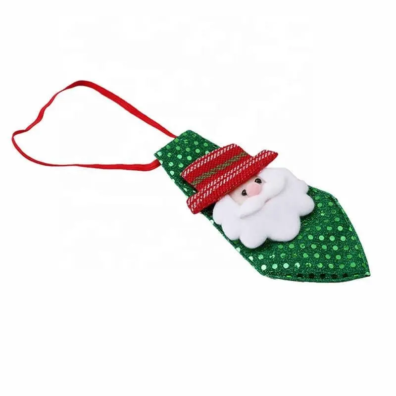 Gravata de Natal com lantejoulas boneco de neve, urso e rena, decoração de Natal para casa, enfeites de brinquedo infantil, 1 unidade