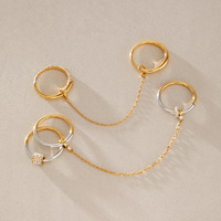 Bijoux QISEN imperméables et résistants au ternissement, en acier inoxydable 316L, plaqué or 18K PVD, chaîne à double anneau avec zircon cubique pour femmes