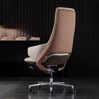 Chaise de bureau de direction de luxe à dossier haut, chaise de patron en cuir véritable avec fonction d'inclinaison