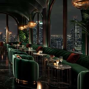 Bán buôn sang trọng màu xanh lá cây vải nhung khách sạn nhà hàng banquette chỗ ngồi gian hàng sofa với Vàng Thép không gỉ Bàn và ghế - Product Image 2