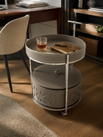 Table d'appoint ronde en cuir et acier inoxydable, avec rangement tressé, pour salon et hôtel, fabrication directe usine, OEM