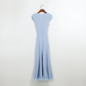 GX8065 <span class=keywords><strong>Robe</strong></span> longue en maille à <span class=keywords><strong>manches</strong></span> <span class=keywords><strong>courtes</strong></span> de haute qualité pour femmes, vêtements d'<span class=keywords><strong>été</strong></span>, boutique, <span class=keywords><strong>robe</strong></span> de soirée sexy, patchwork en dentelle, maxi robes - Product Image 4