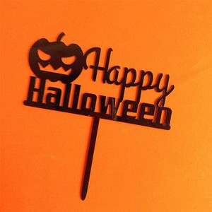 ท็อปเปอร์เค้กอะคริลิคฮาโลวีนลายน้ำผึ้งและของหวาน ตกแต่งเค้กสำหรับเทศกาลฮาโลวีน พร้อมข้อความ Happy Halloween Trick Or Treat - Product Image 3