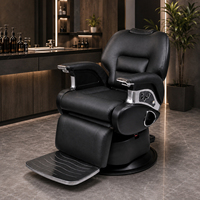Chaise de coiffeur électrique noire moderne avec repose-pieds inclinable, robuste, confortable et élégante pour salon de coiffure