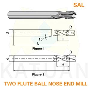 Molino de extremo de punta esférica de 30 ° de ángulo de hélice personalizado ODM/OEM de alta eficiencia aliado de aluminio especializado carburo sólido dos flautas - Product Image 5