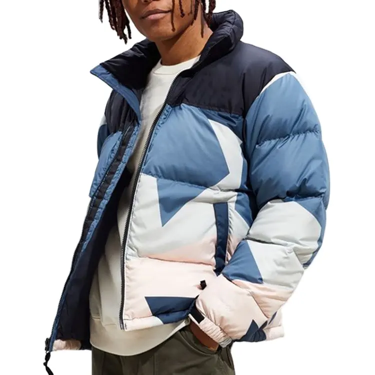 Jaquetas masculinas de algodão para inverno, jaquetas personalizadas de algodão para homens, bloco de cor