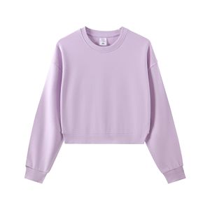 <span class=keywords><strong>Pull</strong></span> court en molleton lourd 330GSM France Terry Col rond Épaules tombantes Offres spéciales Impression DTF DTG Sweat-shirt court pour femmes - Product Image 6