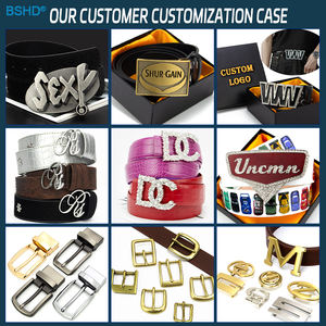 Cintura in Pelle PU Nera con Stampa Coccodrillo e Fibbia in Metallo Placcato Argento con Logo 3D Personalizzato e Strass Lucidi - Product Image 3