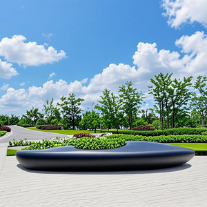 696B Wooden seat Chair tree planter flowerpot Modern Furniture tree pot Public Leisure Chair For Shopping Mall <b>garden</b> - Product Image 5