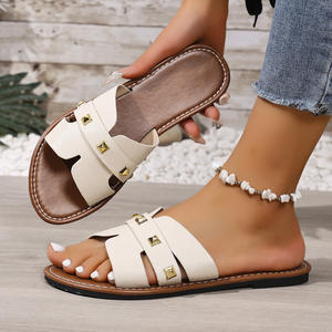 Sandalias Planas de Verano 2026 para Mujer, Color Sólido, Talla Grande, Punta Cuadrada, Ligeras, Antideslizantes, Casuales para Exteriores - Product Image 2