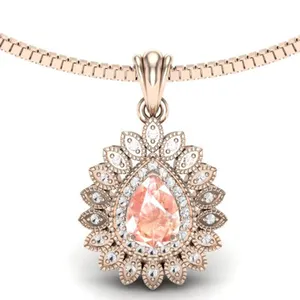 Gioielli classici collana in argento Sterling 925 con gioielli CZ collana in pietra Morganite rosa collana di alta qualità