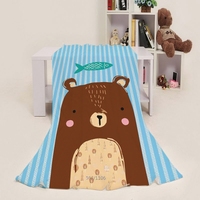 Couverture en peluche de flanelle d'animaux imprimée par sublimation numérique personnalisée en gros Cadeau de Noël chaud et doux pour les enfants pour le lit