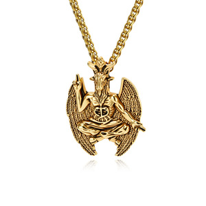yunnique retro mystery goat necklace, men's punk dark style Buffet <b>titanium</b> steel necklace, colorfast jewelry. - Product Image 5