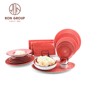 Nuovo Stile di Stoviglie per Ristoranti e Banchetti Nuziali, <span class=keywords><strong>Piatti</strong></span> in <span class=keywords><strong>Ceramica</strong></span> Rosso Pomodoro Infrangibili, Set di <span class=keywords><strong>Piatti</strong></span> in Porcellana - Product Image 1