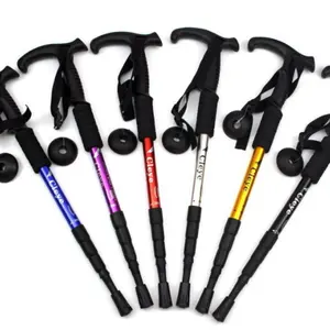 High quality multipurpose survival 3 Section lightweight climbing working stick telescopic trekking poles Aluminum 6061