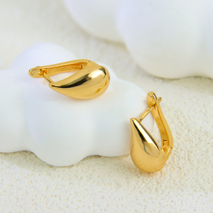 Boucles d'oreilles pendantes goutte d'eau au design tendance, plaquées or 21 carats, élégantes, en zircone italienne, à clipser, pour femme, usage quotidien - Product Image 1