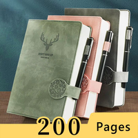 Carnet A5 personnalisable en cuir PU suédé rétro, couverture rigide, avec fermeture magnétique, motif cerf en relief, porte-stylo, 200 pages, pour bureau et école