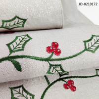 QDTEX gros nordique lin broderie 14x72 "chemin de Table nappe vacances fête décoration couleur unie coureur napperon