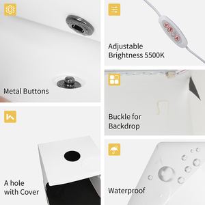 <span class=keywords><strong>Studio</strong></span> <span class=keywords><strong>photo</strong></span> portable Selens 16x16 pouces (40 cm) avec boîte à lumière LED 2,5 W, tente de prise de vue, éclairage et 4 fonds pliables - Product Image 5