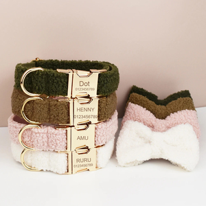 Customized Name Tag <strong>Dog</strong> Collar Set Winter Warm Teddy Material Pet <strong>Harness</strong> and Leash Set Puppy Cat Necklace Pet <strong>Leads</strong> Accessory - Product Image 2
