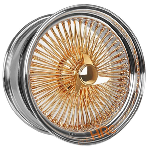 Rines de Alambre Personalizados Escalonados de 20, 22 y <span class=keywords><strong>24</strong></span> Pulgadas, 20x8, 22x8, 24x10, <span class=keywords><strong>72</strong></span>, 100, 150, 204 Radios, Estándar, Cruzados, Rectos, Dorados - Product Image 4