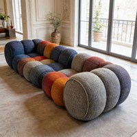 Canapé carré moderne en velours patchwork de haute qualité, coloré et personnalisable, pour salon, hôtel, école