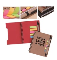 Ensemble promotionnel de notes autocollantes pour étudiants Bloc-notes transparent coloré Impression de logo personnalisé en papier kraft Couverture en cuir Taille A5