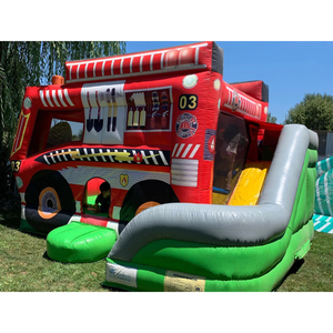 Château gonflable commercial en forme de camion de pompiers ou de <span class=keywords><strong>voiture</strong></span> de course, avec toboggan, pour <span class=keywords><strong>location</strong></span> événementielle - Product Image 3