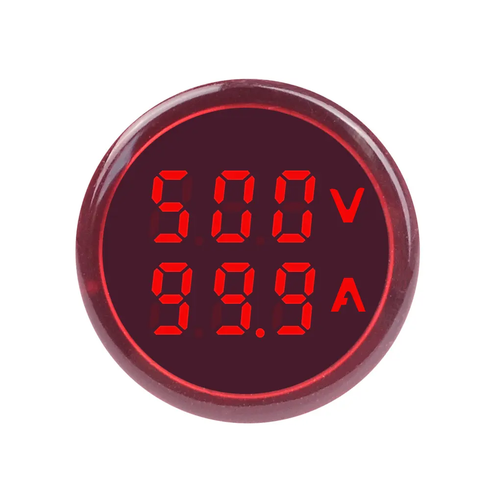 Round LED Dual Display AC Amp Volt Ampermeter Voltmeter Ammeter Digital Voltage Current Ampere Meter Indicator 60-500V 220V 100A