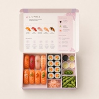 Boîte à sushi en papier biodégradable robuste et personnalisée avec séparateurs pour la restauration, la vente à emporter et l'emballage alimentaire