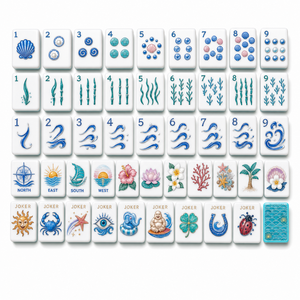 Elegantes fichas de mahjong de acrílico premium en azul claro y cobre dorado para personalización de marcas de comercio electrónico. - Product Image 2